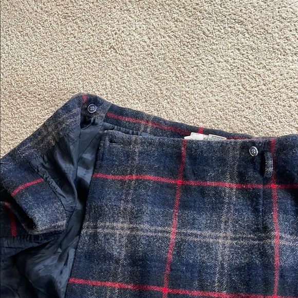 Plaid Wool Skirt - Navy and Red - Picture 3 of 7